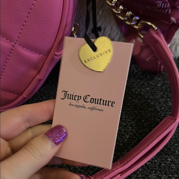 Juicy Couture Pink/Raspberry Multi Holding the Line Heart-Shaped Quilted Bag - Picture 8 of 13